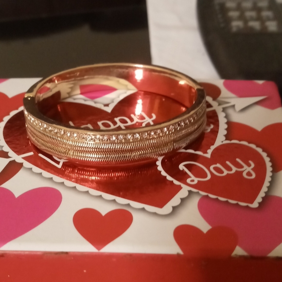 Guess Gold-Tone Pave & Snake Chain Bangle Bracelet  - Picture 3 of 4